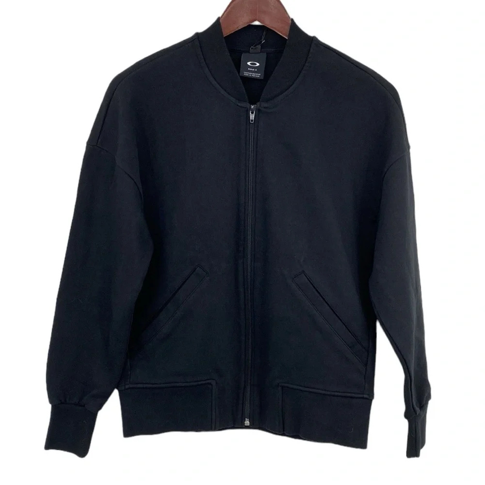 Oakley Urban Bomber Jacket Womens Size XS Blackout Full Zip Long Sleeve Fleece